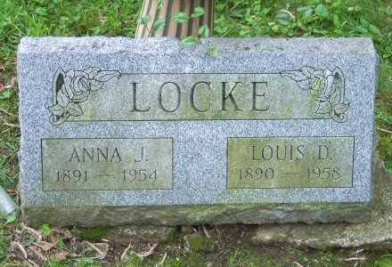 image: Louis Dunmeyer Locke and Anna Johnson Locke headstone