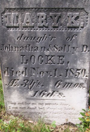 image: Mary Keziah Locke headstone