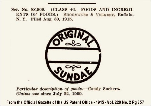 Volkert Orignal Sundae Trade Mark 1915
